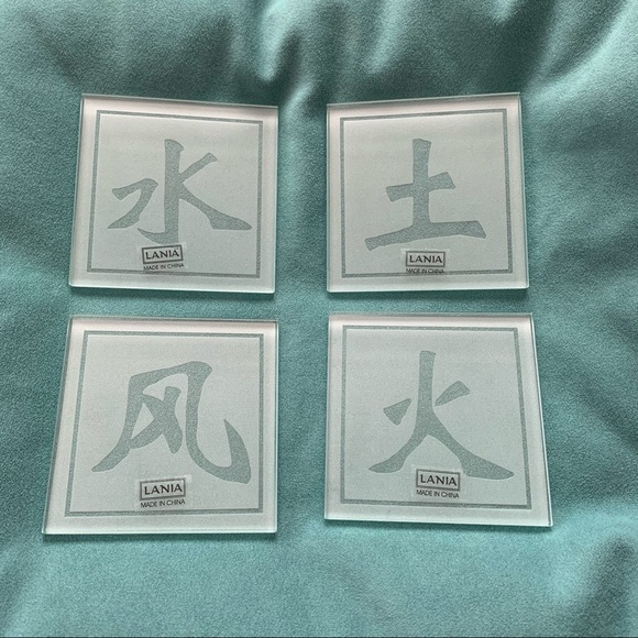 NWT Asian Elements Frosted Glass Coasters - Picture 1 of 3